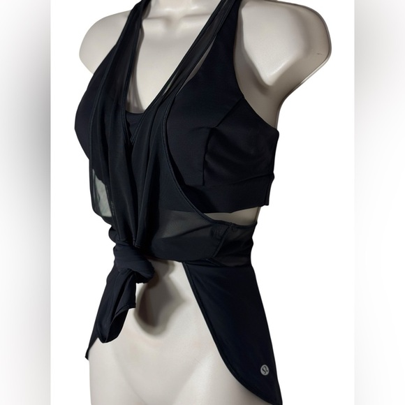 Lululemon Tank Top Womens 8 Black2 in 1 Twist Around Racerback Built in Bra - Picture 10 of 15
